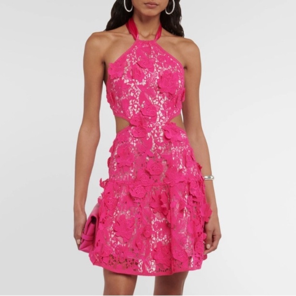 LoveShackFancy Pink Bohima Lace Boho Glam Halter Dress